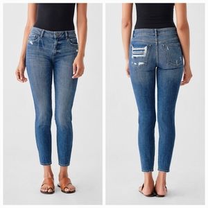 DL1961 Florence Cropped Midrise Instasculpt Distressed Skinny Jeans size 30
